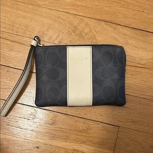 Coach Two-Tone Wristlet in Navy and Cream